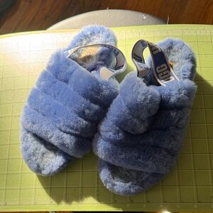 UGG Soft Blue Fluffy Sandals